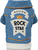 KUTKUT Dog Jeans Jacket Cool Blue Denim T-Shirt, Comfort and Cool Apparel, Classic Denim Tank Top Lapel Vest Dog Shirt Puppy Costume for Small Dogs & Cats